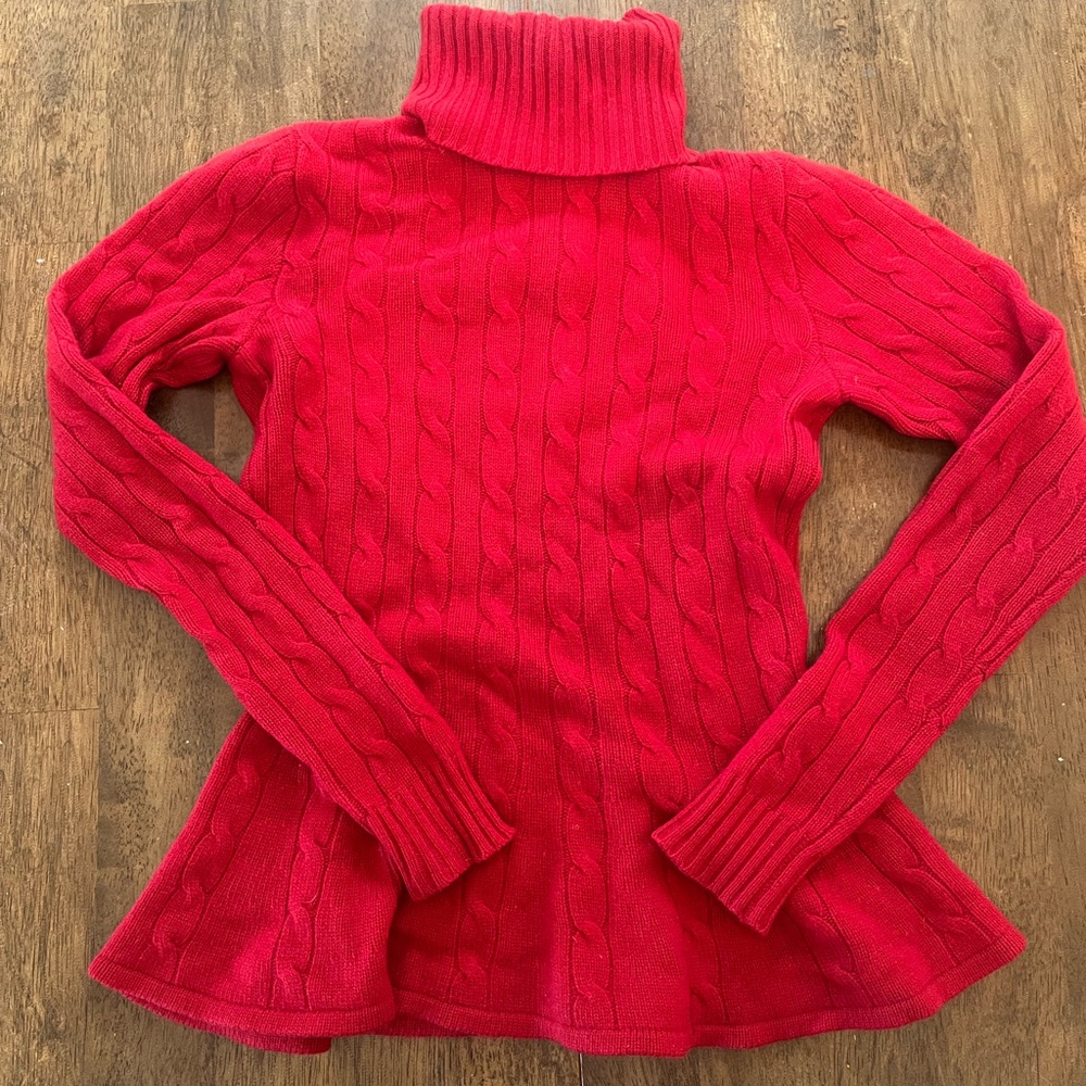Ralph Lauren Vibrant Red Turtleneck Sweater 100% cashmere size small ?